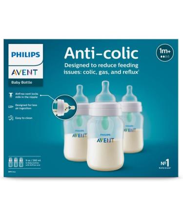 Philips Avent Anti-colic Baby Bottle with AirFree Vent 9oz 3 pack SCY703/03 3-pack 9oz - Buy Online on GoSupps.com
