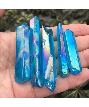 5 Pack Natural Crystal Point Rainbow Titanium Treated Quartz Rods Natural Quartz Crystal Minerals s