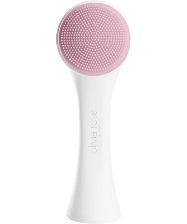 Olivia Rose Facial Cleansing Brush - 2 in 1 Manual Face Wash & Exfoliating Brush for All Skin Types - Deep Pore Cleansing & Massage - White/Pink - Buy Online on GoSupps.com