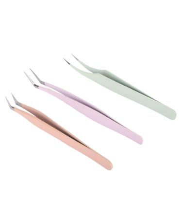 Eyelash tweezers 3-part false eyelash tweezers stainless steel tweezers smooth eyelash applicator tools for at home salon eyelash classic eyelashes false eyelashes