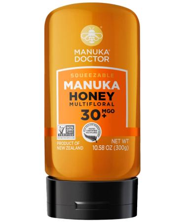 MANUKA DOCTOR - MGO 30+ SQUEEZY Manuka Honey Multifloral, 100% Pure New Zealand Honey. Certified. Guaranteed. RAW. Non-GMO (10.58 oz) MGO30 10.58 Ounce (Pack of 1)