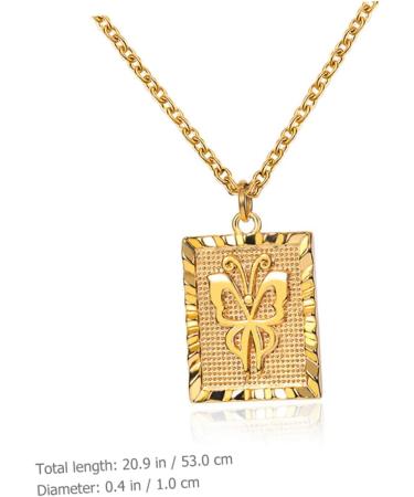 KOMBIUDA Butterfly Necklace Gold Necklace Pendant Vintage Jewelry Necklace for Men Square Golden Necklace Man Golden 53x1CM - Buy Online on GoSupps.com