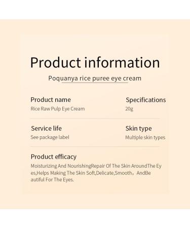 BIOAQUA Rice Raw Pulp Under-Eye Cream Rice Extract Moisturizing Smooth Nourishing Under-Eye Skin 20g / 0.7oz - Buy Online on GoSupps.com