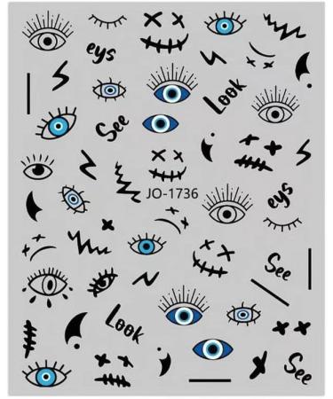 DIY Nail Tip Self-adhesive Easy to Apply Eyelashes Nail Art Eye Nail Sticker 3D Nail Decals Nail Decoration(style4) - Buy Online on GoSupps.com