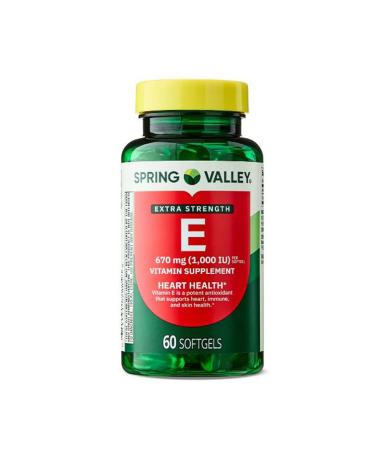 H4U Extra Strength Vitamin E 1 000 IU (670 mg) d-Alpha Softgels Natural Antioxidant & Heart Health Support 60 Softgels 60 Count (Pack of 1)