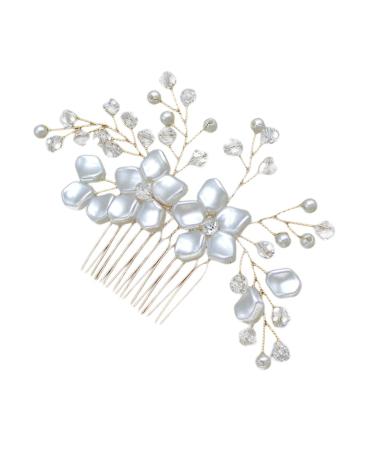 Angoily Wedding Hair Accessories Bridal Hair Comb Flower Hair Comb Bridal Hair Accessories Jeweled Hair Combs Veil Hair Comb Wedding Hairpieces Tiara Rhinestone Bride Pearl