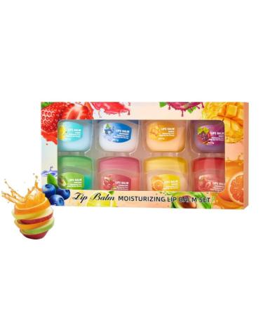 Mciluyaiio Fruit-flavored lip care kit mini lip balm anti-brittle lip treatment colorless fruit-flavored gloss long-lasting moisturizing and nourishing lip mask (1 set)