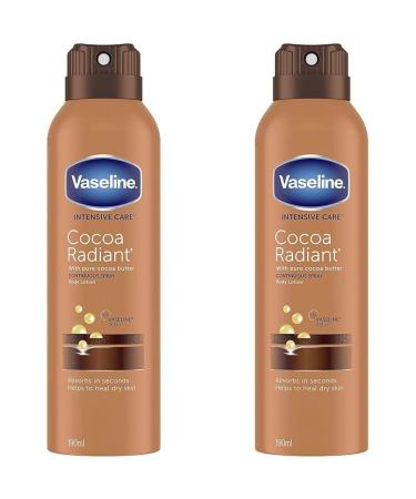 Vaseline Intensive Care Cocoa Radiant Spray Moisturiser with Vaseline jelly for very dry skin 190 ml (Pack of 2)