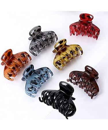 Yuanxue 7 Pcs Leopard Hair Jaw Clips 6.3cm x 4.5cm/2.5inch x 1.8inch Medium Plastic Hair Claw Double-layer Teeth Strong Hold Hair Clips for Girls and Women