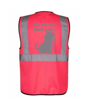 Safety vest for the dog owner with a funny motif: DIE with the dog walks - Color: Pink Size: 4XL Pink 4XL