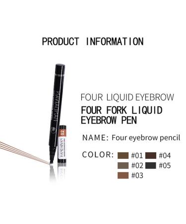 AKARY Tattoo Eyebrow Pen - 4-Fork Liquid Pencil, Micro-Fork Tip Applicator, 3D Natural Wild Eyebrow Maker, Waterproof & Sweat-Proof - Dark Brown - Buy Online on GoSupps.com