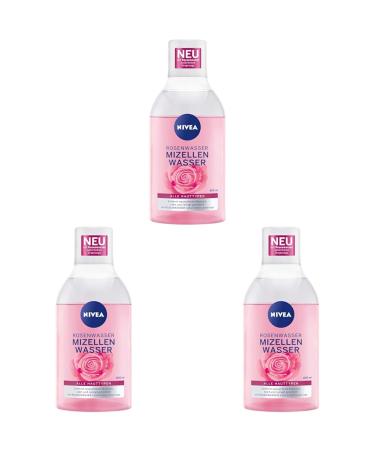 Nivea rose water micelle water (400 ml) facial cleaning with micellair technology and natural rose water gentle micelle cleaning water (pack with 3) 400 ml (3 -pack)