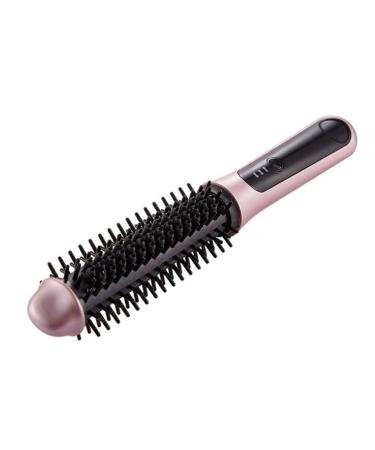 Ceramic Curler Brush USB Rechargeable Mini Travel Curling Wand Curler Adjustable Temperature Portable Straighteners Brush for Short and Long Hair