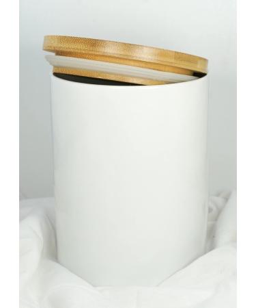 White Ceramic 1050mL 4 cup Food Storage Canister with Airtight Bamboo Lid and Silicone Seal Container for Counter - Great for Flour Coffee Sugar Treats for Dog Puppy Cat Kitten Rawhide Milkbone - Buy Online on GoSupps.com