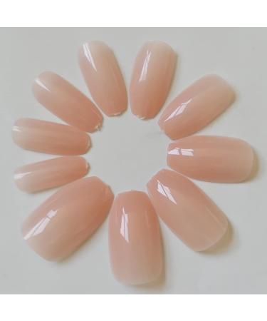 240pc Short Coffin Press on Nails - Nude Colored Ballerina False Nails | Glossy Artificial Fingernails with Adhesive Tabs - LoveOurHome - Buy Online on GoSupps.com