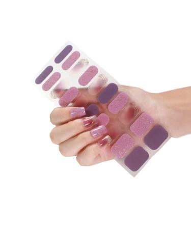 Gel Nail Polish Strips Stickers 20 Full Wraps Semi-Cured Nail Art Sticker Waterproof Self-Adhesive Gel Stickers Decals with Nail File for Cute Women Girls (Orange Pineapple) (Bss)