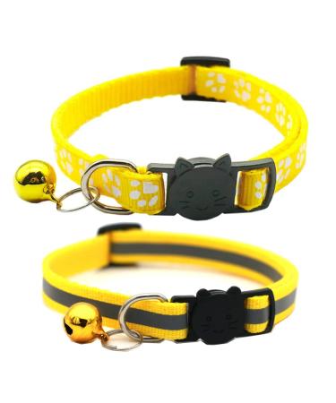 Hepplly 2-Pack Cat Collars Quick Release Reflective Kitten Collar with Bell (Yellow) - Buy Online on GoSupps.com