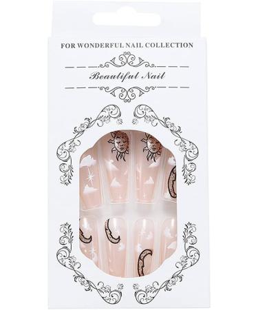 OnSaya Coffin False Nails Long Fake Nails Sun&Moon Ballerina Acrylic Press on Nails Clouds Stick on Nails 24pcs for Women and Girls Pink 1 count (Pack of 1) Pink - Buy Online on GoSupps.com