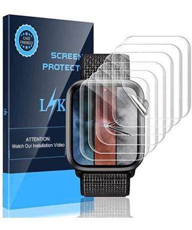 LK 6 Pack Screen Protector Compatible with Apple Watch Series 6 5 4 SE 44mm Series 7 45 mm Flexible TPU HD Clear Film Bubble-Free (UF-010)