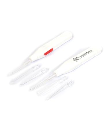 Qtqgoitem Flashlight Earpick Ear Cleaner Earwax Remover Curette Healthy Cleaning Tool 2pcs White (Model: 09b d09 a87 b06 04b)