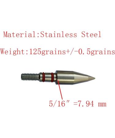 Stainless Steel Archery Field Points 125 Grains - 1 Dozen (12 PCS) T 5/16 for Arrow Target Field Tips and Broadheads - Buy Online on GoSupps.com