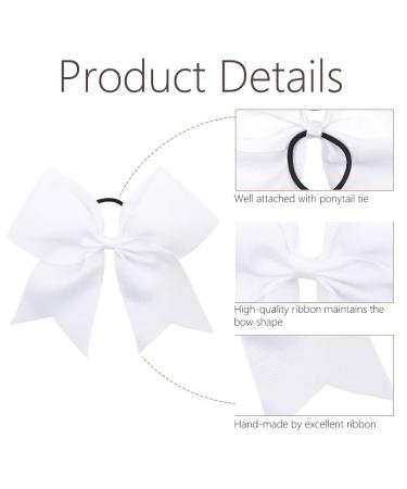 16PCS Large White Cheer Hair Bows Ponytail Holders for Teen Girls - Handmade for Cheerleading & College Sports - Buy Online on GoSupps.com