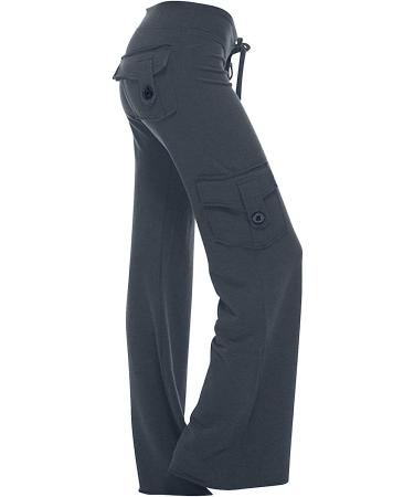 YMUQEIGH Women Baggy Cargo Pants Y2k Hippie Punk Streetwear | Dark Gray Low Waist Jogger Trousers with Pockets - Buy Online on GoSupps.com
