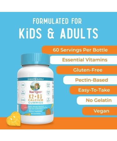 Vitamin K2 + D3 Calcium Gummies - Peach Mango & Apricot (60 Gummies) for Bone Health - Buy Online on GoSupps.com