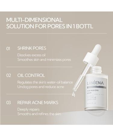 LANBENA Pore Minimizer Serum 2.0 - Shrink Pores Control Oil & Moisturize - 30ML Facial Essence for Smooth Skin - Buy Online on GoSupps.com