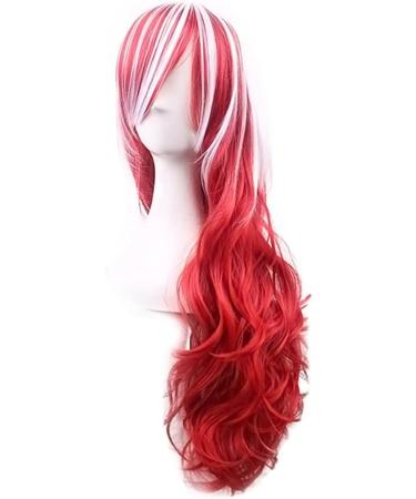 Colorful Panda 32 80cm Long Curly Hair Costume Cosplay Wig - Red-White - Buy Online on GoSupps.com