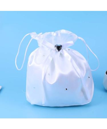 ARTIBETTER Satin Bridal Wedding Money Bag with Floral Lace - White Bridal Satin Flower Decorated Bag for Dollar Dance and Wedding Favor - Buy Online on GoSupps.com