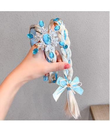 FASHION YO Kids Girls Toddlers Blue Elsa Ponytail Hair Extension Party Hair clips Snowflake Crown Headband Hairband Costume Dress up Braided Wigs Elsa Snowflake Headband - Buy Online on GoSupps.com