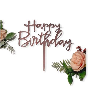 Happy Birthday Cake Topper Acrylic Toppers Elegant Decoration UK 3LD1 (BLACK) (Rose Gold) Rose Gold - Buy Online on GoSupps.com