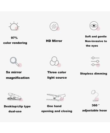 TUSHENGTU 6.5 10x Magnifying Lighted Makeup Mirror with Adjustable Goosenecks - Dimmable Intelligent Lighting, Portable Clip-on Design (White 10X) - Buy Online on GoSupps.com