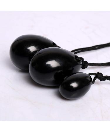 Gemhub Black Obsidian Yoni Egg Set - 3 Natural Chakra Healing Stones for Yoga & Pelvic Muscle Training - Buy Online on GoSupps.com