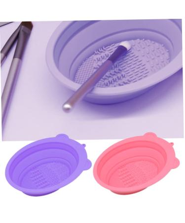 Buy Foldable Silicone Makeup Brush Cleaning Mat & Bowl - Pink Brush Cleaner Pad for Sponges | International Shipping Available - Buy Online on GoSupps.com