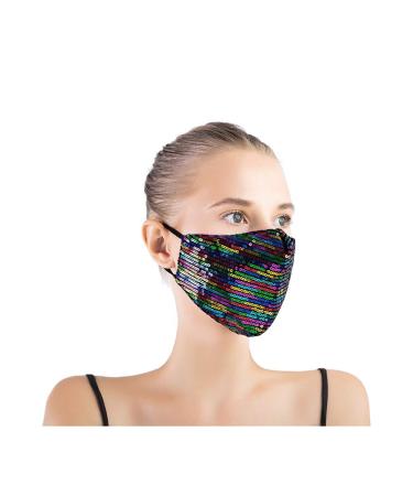 Yimidear adult mouth protection bling sequins reusable and washable dust protection with 2 active coal filter for running cycling and activities colorful