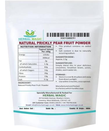 Herbal Magic Prickly Pear Fruit Powder - Nopal Cactus 200g - Pure & Natural Blend for Vibrant Smoothies, Skin & Hair Care - Family of Beetroots & Dragon Fruit - Free from Fillers & Preservatives - Buy Online on GoSupps.com