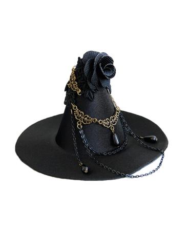 LALAFINA Black Witch Hat Gothic Top Hat Hairpin Halloween Vintage Hat Hair Clip for Cosplay Festival Masquerade
