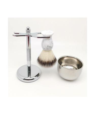 NSNT Exquisit men's rasier brush synthetic shaving brush with a shaving bowl holder perfect shaving cream safety shaving brush set simply 2.9x6inchs silver