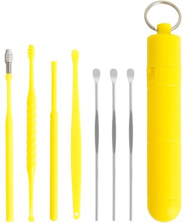 Double-Head Ear Wax Remover Spoon 7Pcs Set - 360 Rotated Design | Unisex | Black - Buy Online on GoSupps.com
