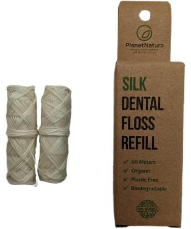 PlanetNatura Mint Flavoured Natural Silk Dental Floss - Eco-Friendly Biodegradable Refill - 60 Meters Organic Floss - Buy Online on GoSupps.com