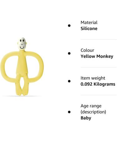 Matchstick Monkey Antimicrobial Silicone Teether & Gel Applicator - BPA Free, Easy-to-Grip, Yellow Monkey Design (3 Months+) - Buy Online on GoSupps.com
