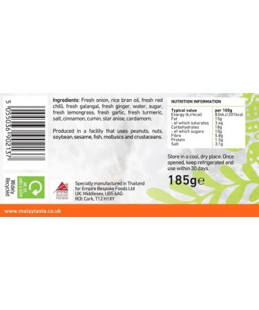 Malay Taste Curry Paste 185g Bundle - Rendang Nasi Goreng Sambal Oelek & Laksa - Buy Online on GoSupps.com
