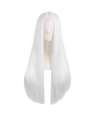 MapofBeauty 28 Inch/70cm Women Special Natural Long Straight Synthetic Wig (White)