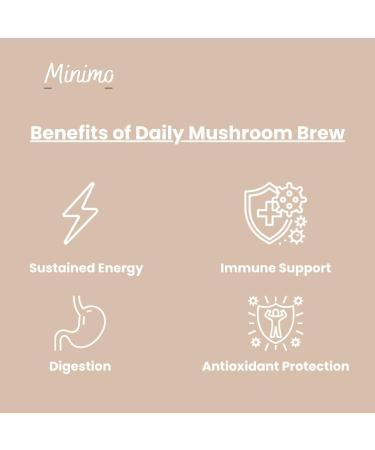 Minimo Nutrition Organic Mushroom Blend with Prebiotic Fiber Green Tea Extract and Vitamin C for Digestion Energy and Immunity 30 Servings - Buy Online on GoSupps.com