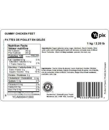 Yupik Gummy Chicken Feet 1 kg 6 Count Gluten-Free Fruity Flavor Chewy & Colorful Chicken Feet-Shaped Gummies Fun Treat Sweet Candy Delicious Snack Ideal for Gifting Holidays & Baking 6 kg - Buy Online on GoSupps.com