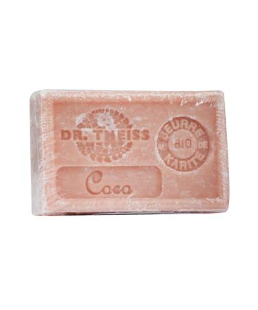 Dr Theiss - Savon de Marseille Coco - Pain de Savon au Beurre de Karit Bio et l'Huile d'Olive Bio - Savon de Marseille Authentique - 125gr Noix de coco 1 unit (Lot de 1)