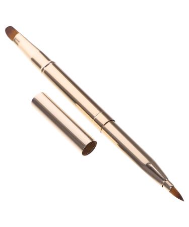 minkissy Double Ended Lipstick Brush Lip Makeup Beauty Tool Portable Lip Brush Travel Size Lipstick Brush Cosmetology Kit Cosmetics Brush Miss Lip Balm Artificial Fiber Double Head 12x1x1cm Golden