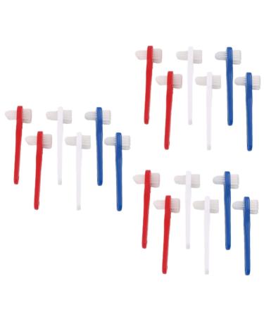 Partykindom 18 pieces double -headed artificial toothbrush camping hard prosthesis brush holding brush cleaning brush for false teeth irritation travel toothbrush prosthesis cleaner